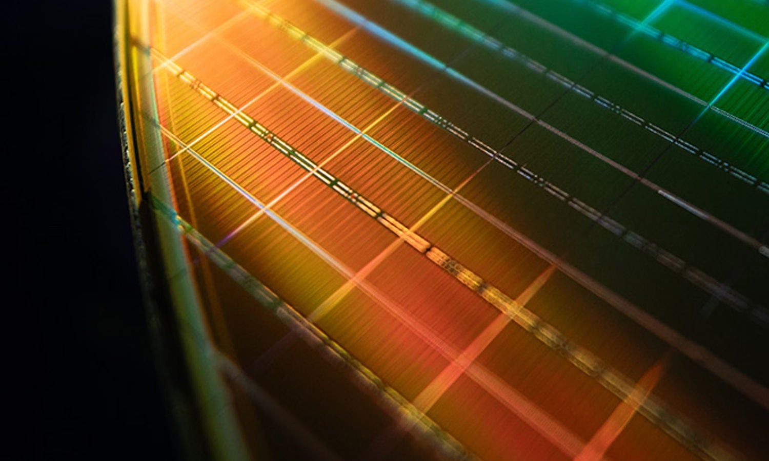 Close-up of colorful microchip surface